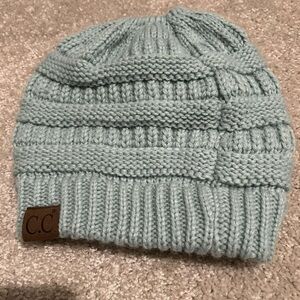 Teal knit beanie